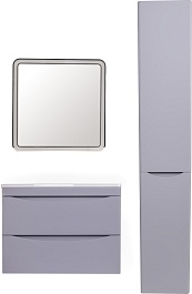 Style Line Тумба с раковиной Бергамо Мини 70 подвесная серая Люкс антискрейтч Plus – фотография-8